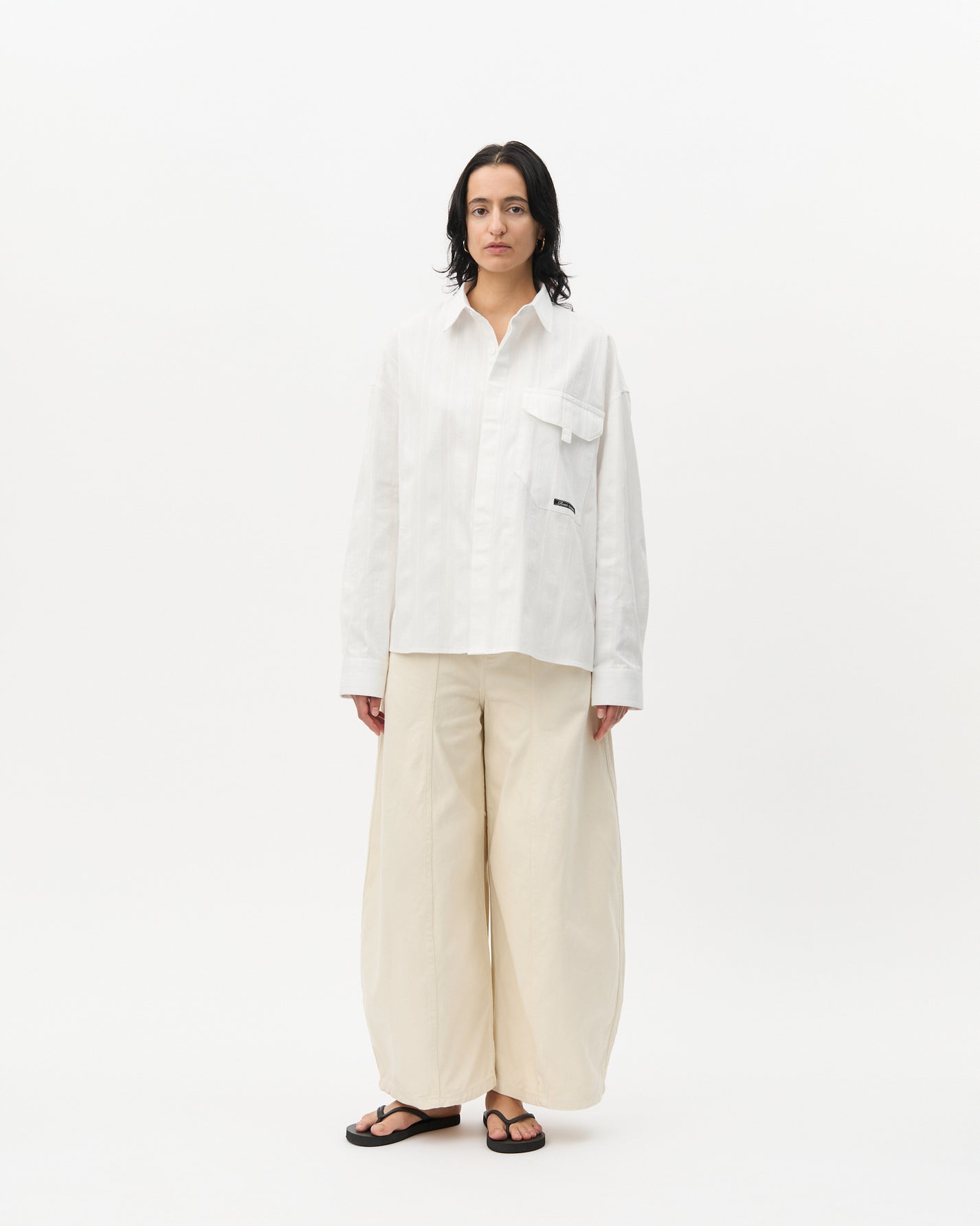 White Jacquard Pocket Shirt