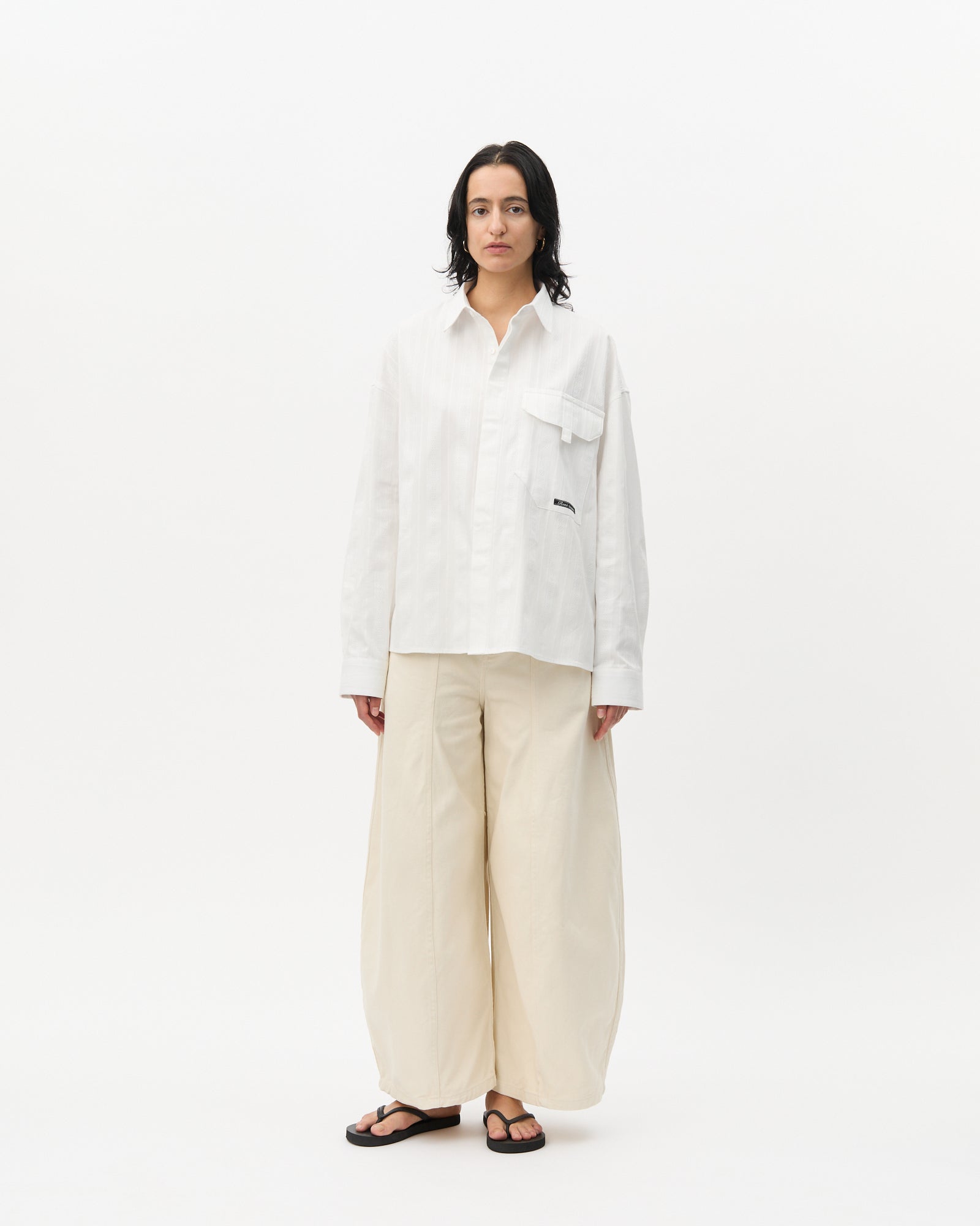 White Jacquard Pocket Shirt