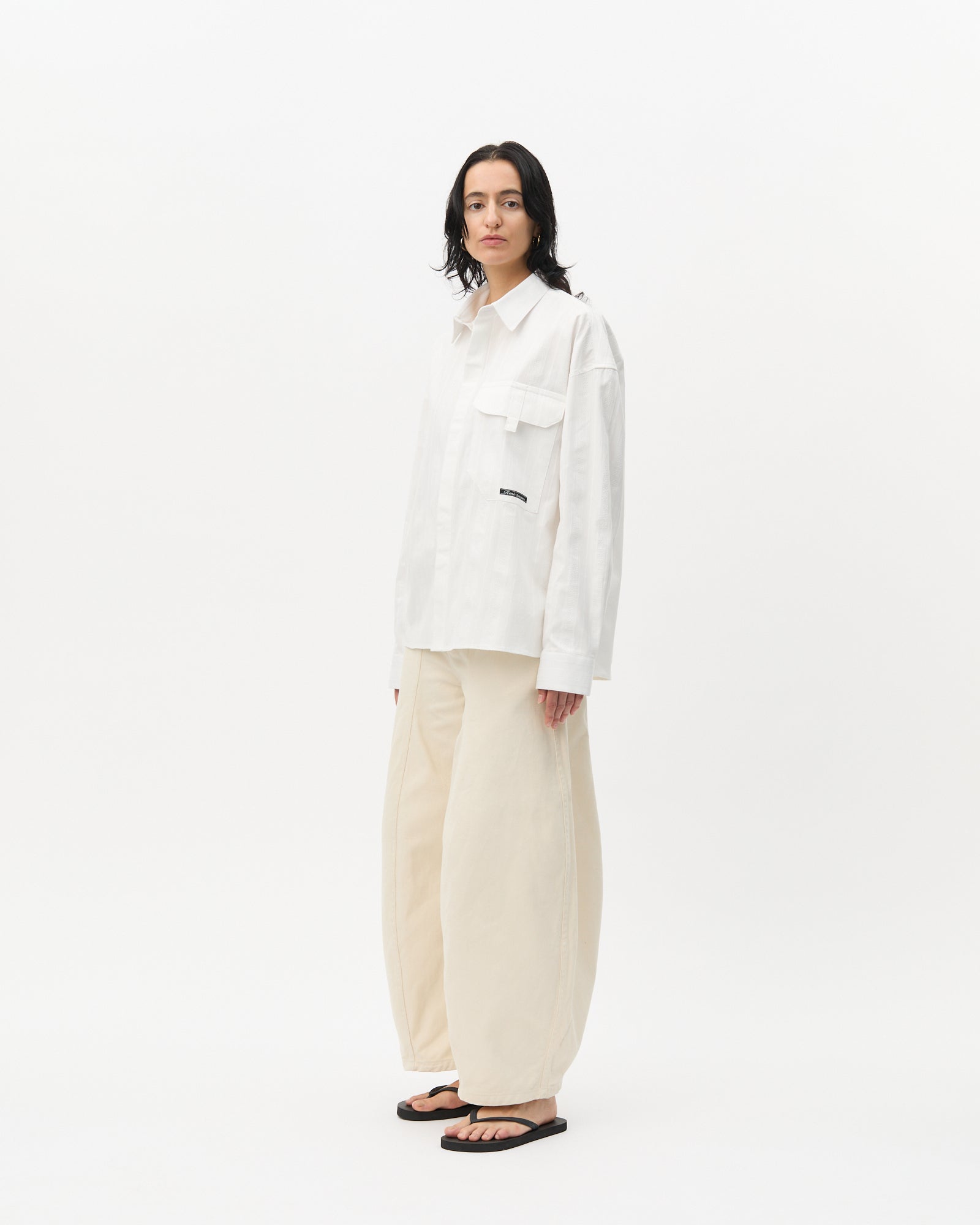 White Jacquard Pocket Shirt