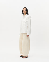 White Jacquard Pocket Shirt
