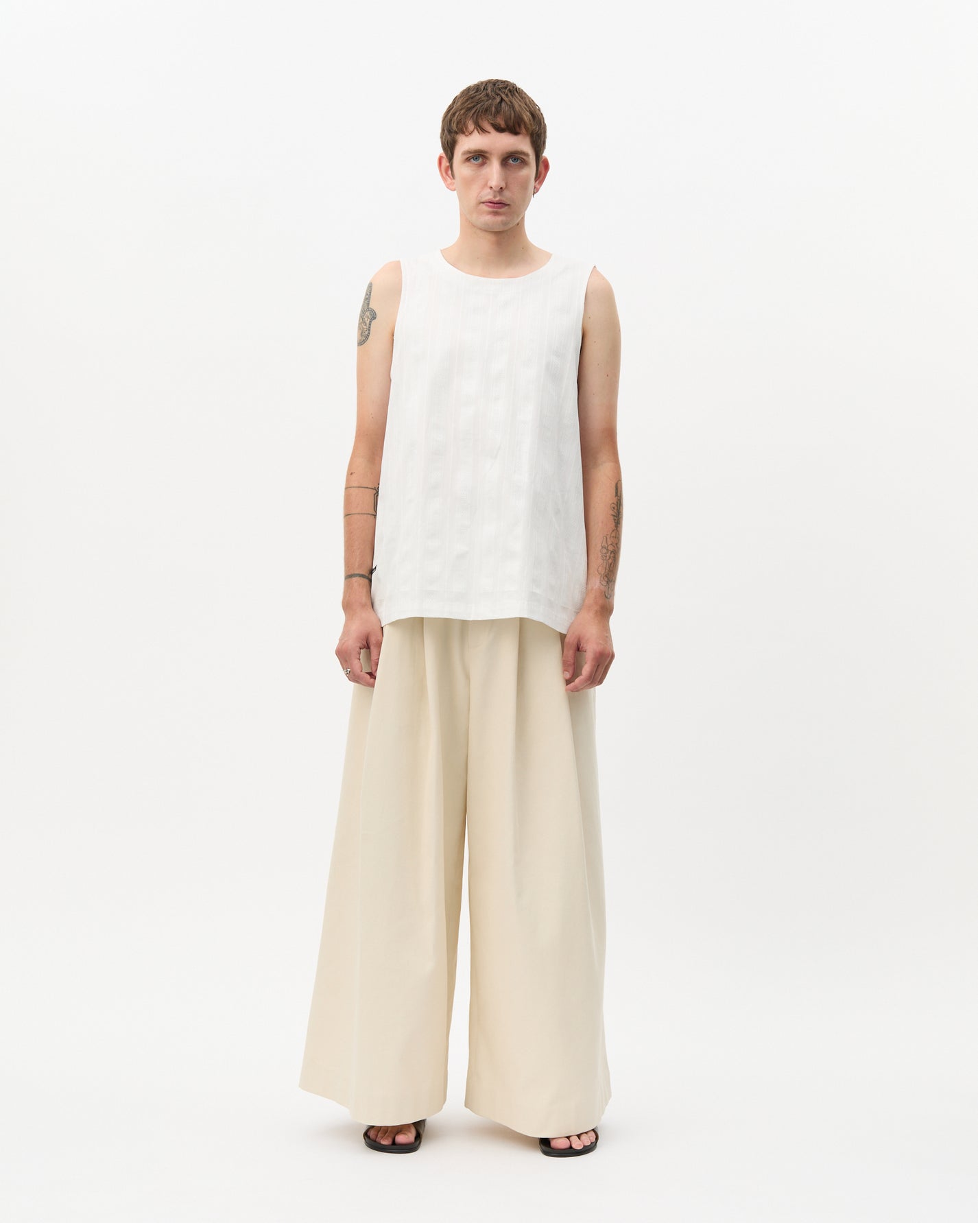 White Jacquard Two Sided Tank