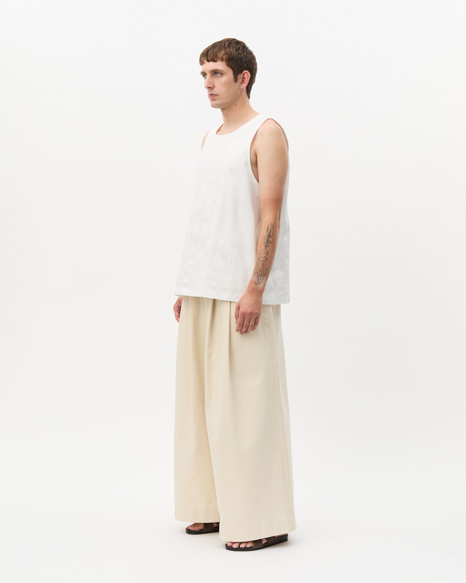 White Jacquard Two Sided Tank