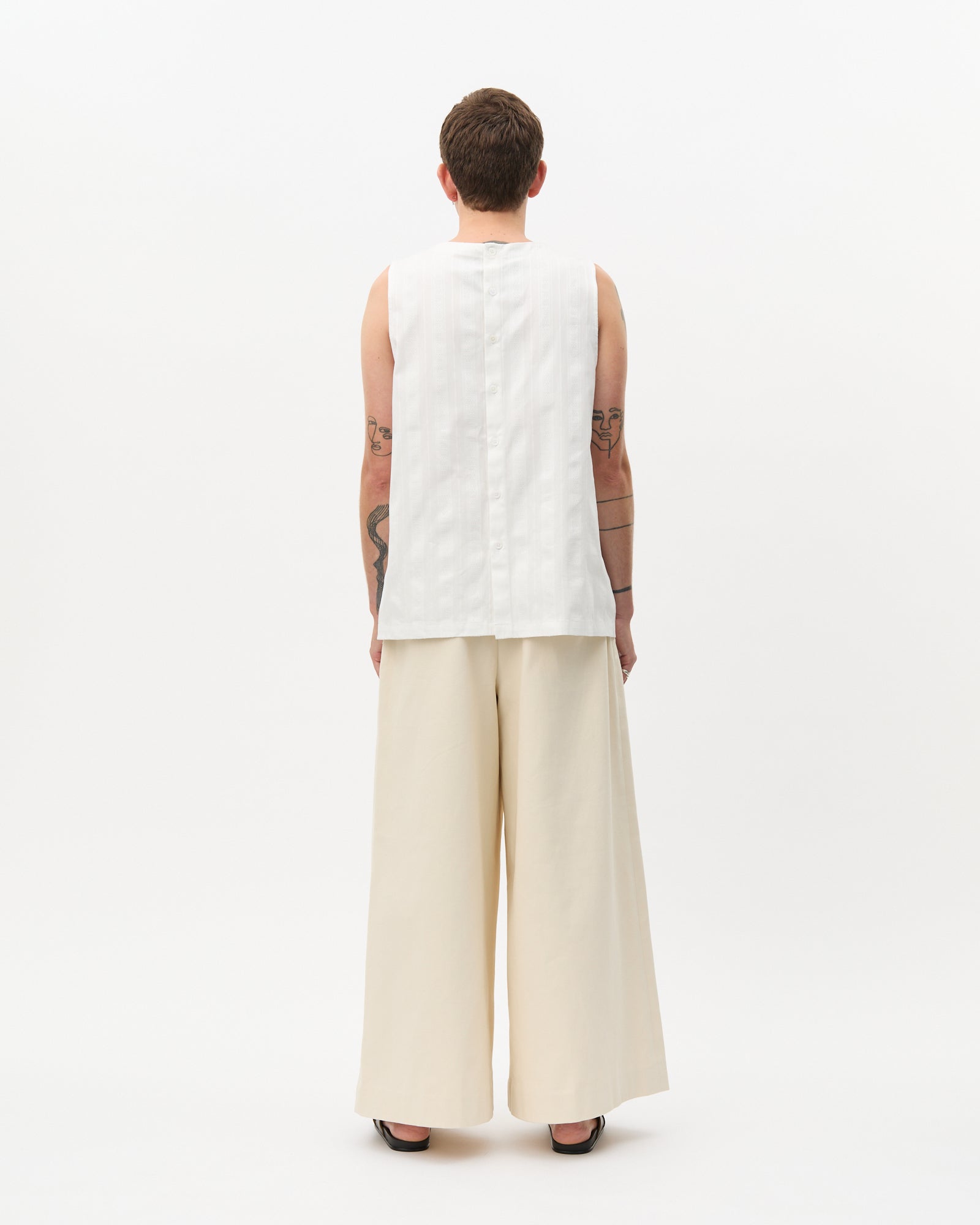 White Jacquard Two Sided Tank