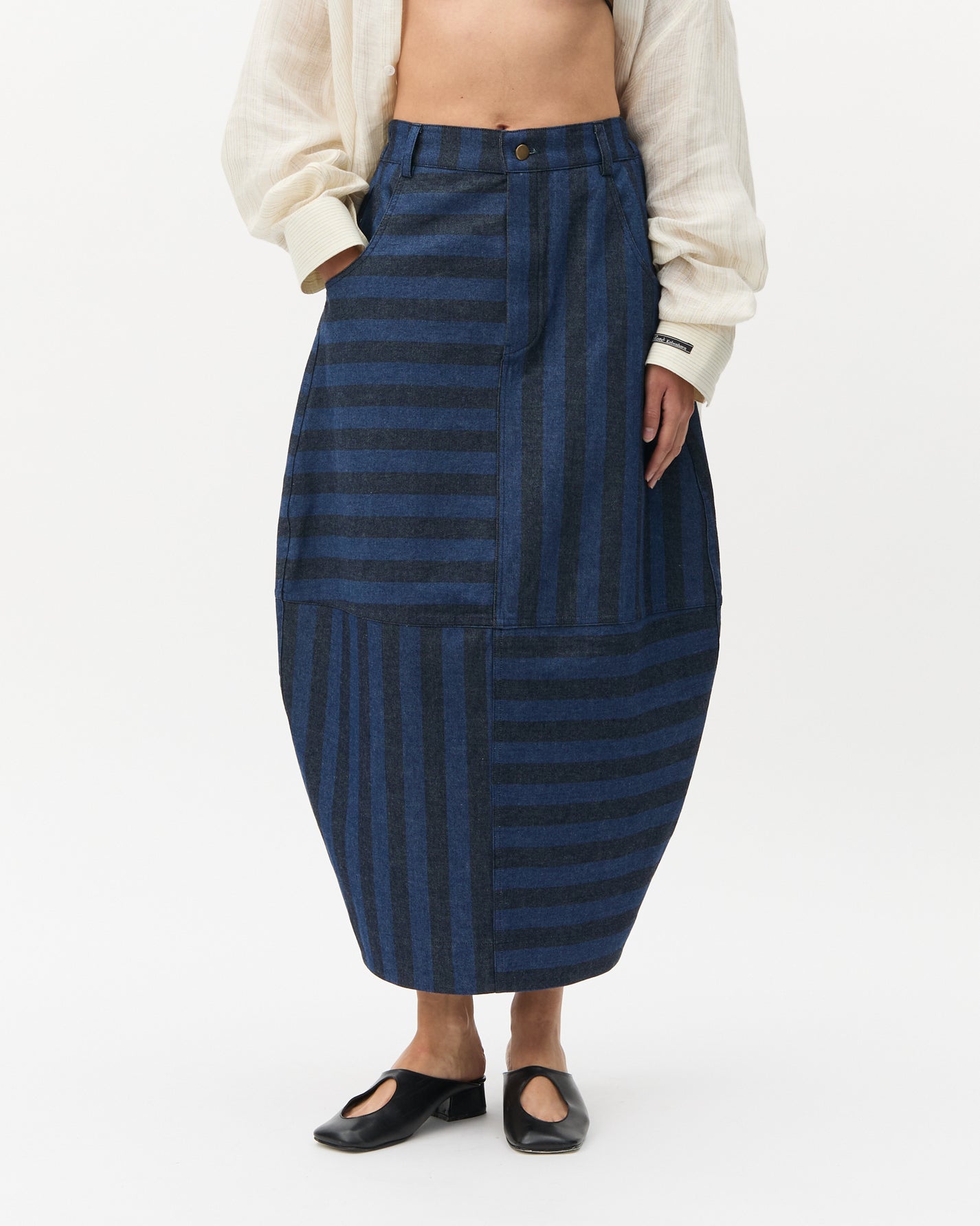 Striped Denim Skirt