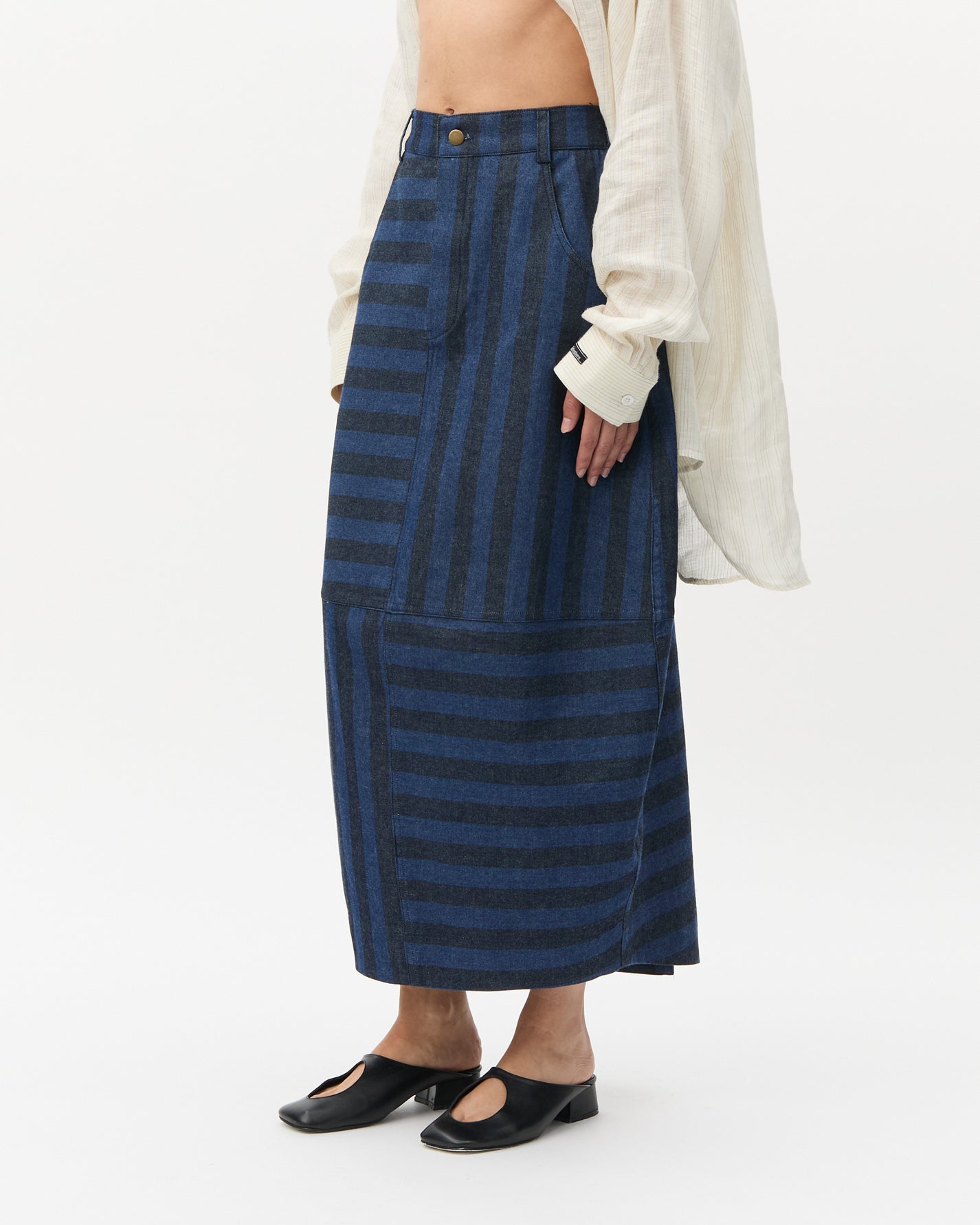 Striped Denim Skirt