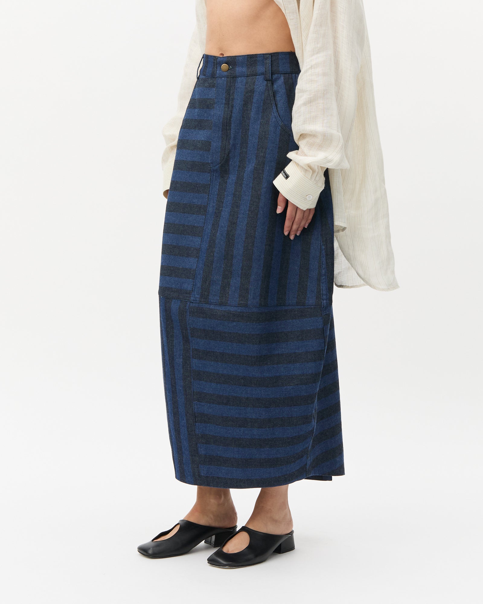 Striped Denim Skirt