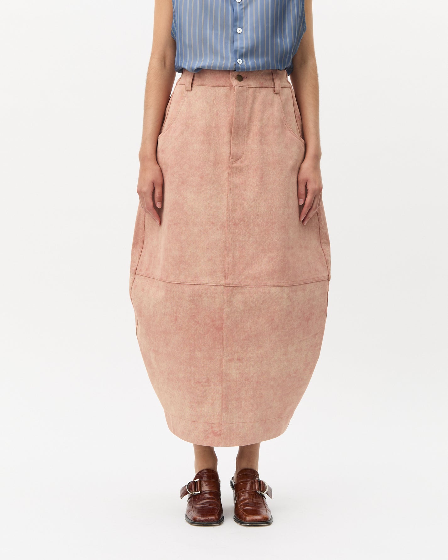 Coral Denim Skirt