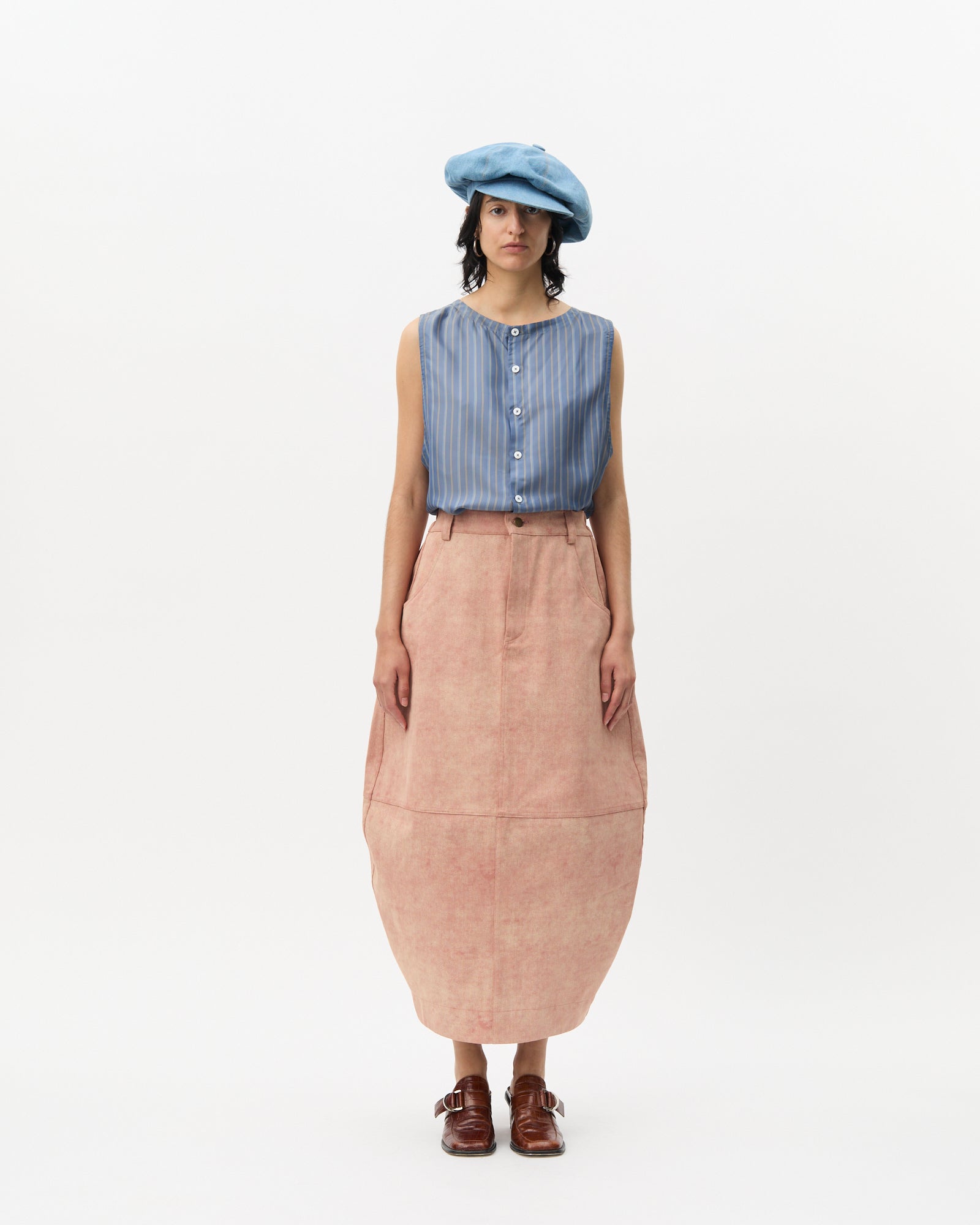 Coral Denim Skirt