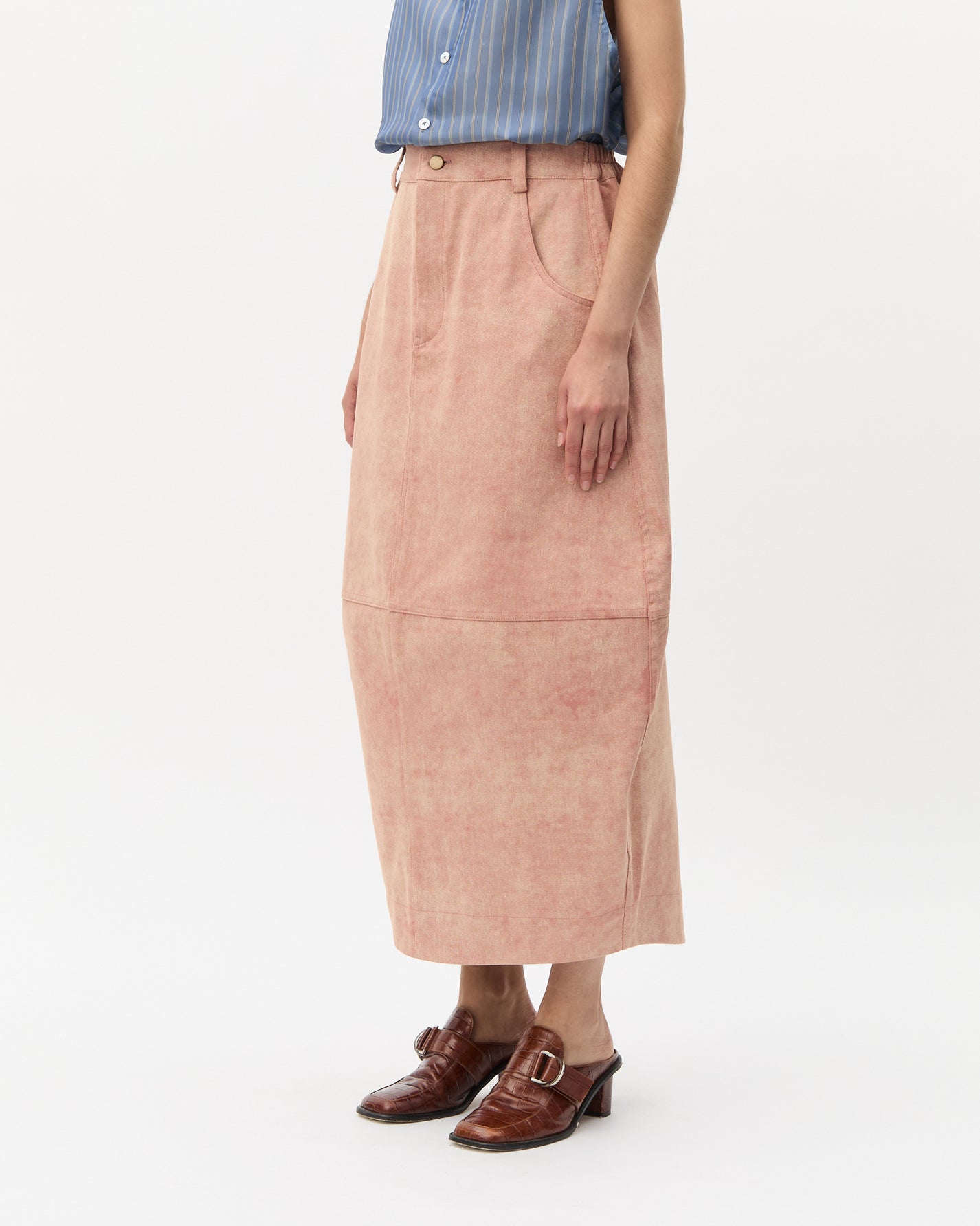 Coral Denim Skirt