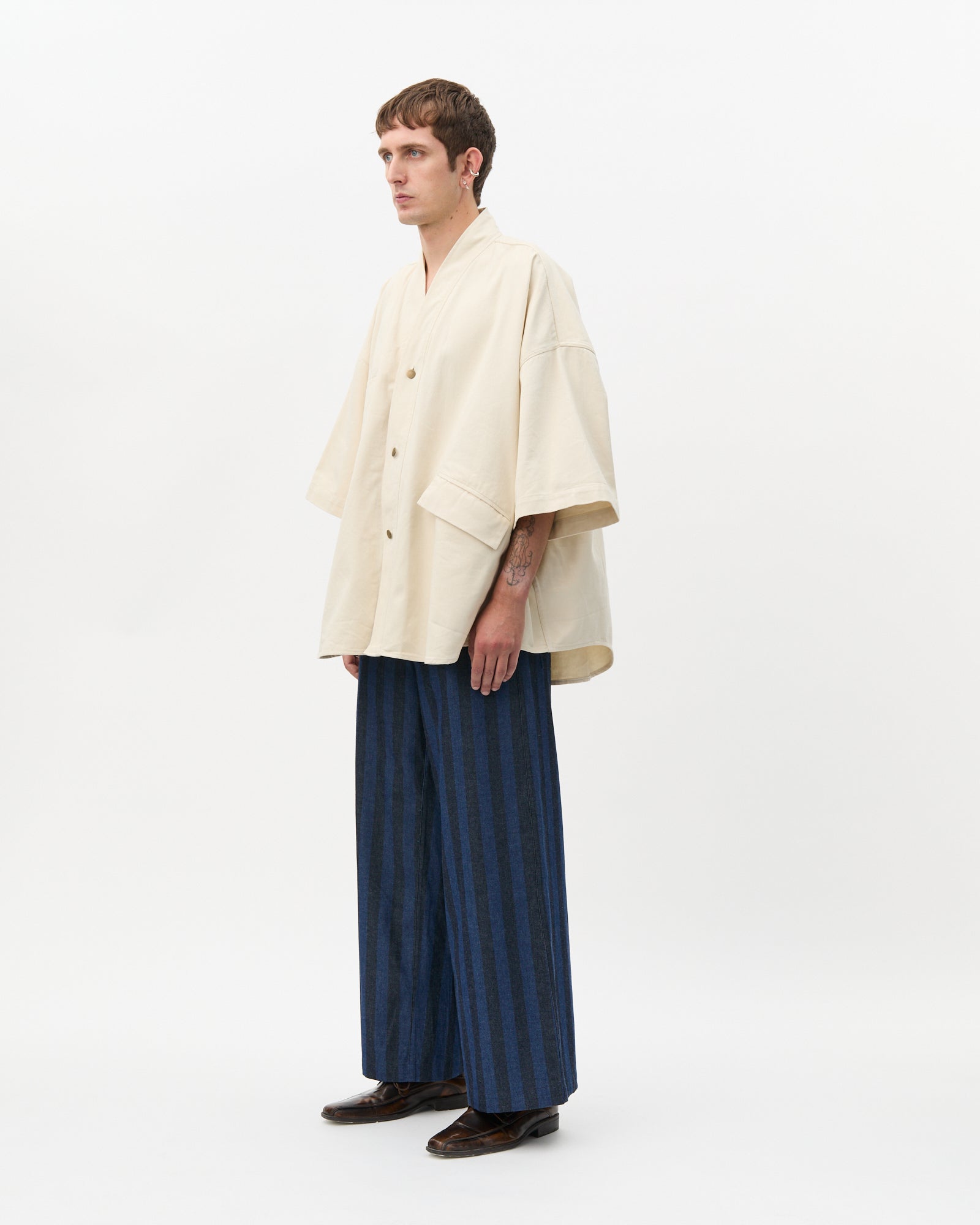 Ivory V-neck oversized shirt