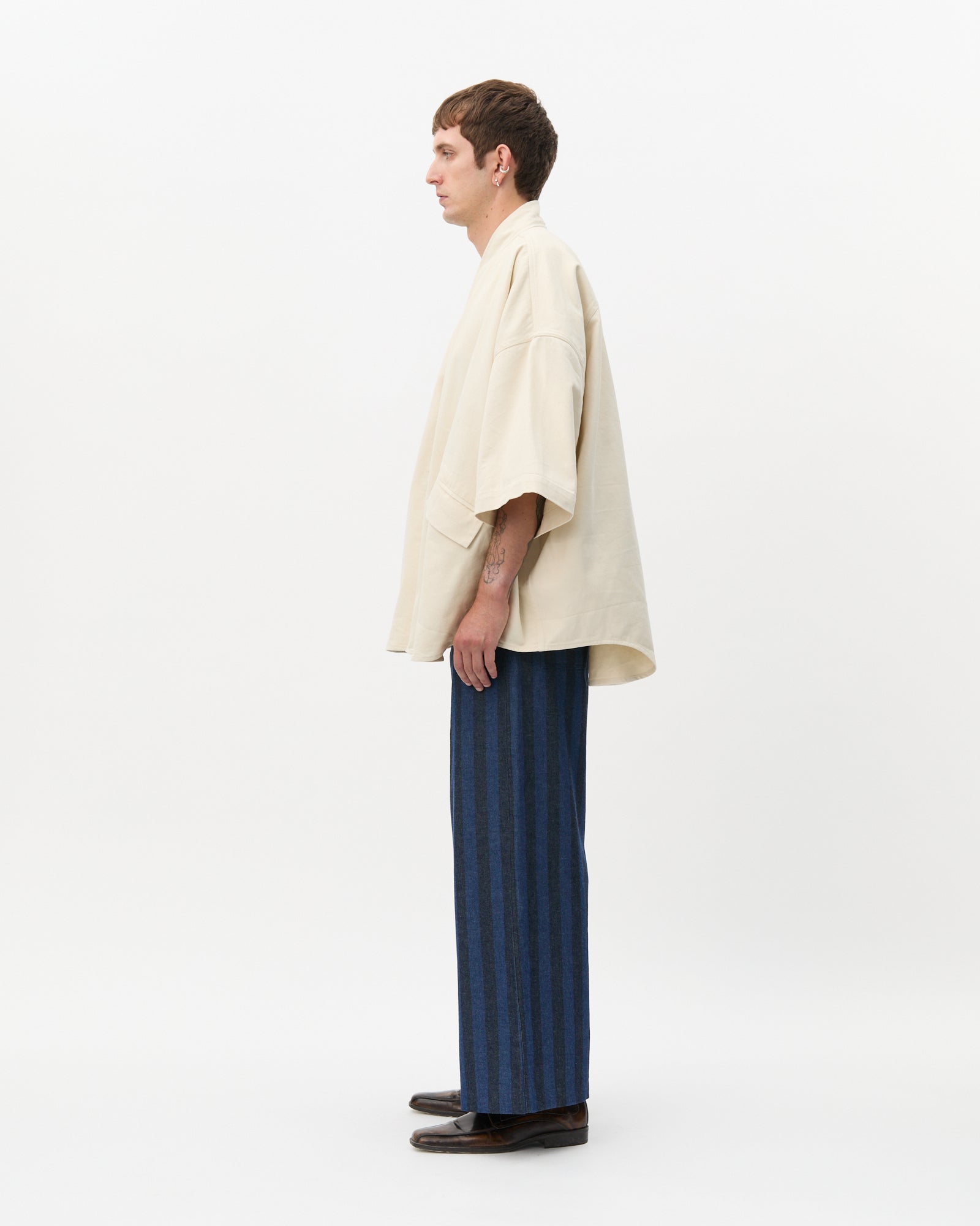 Ivory V-neck oversized shirt