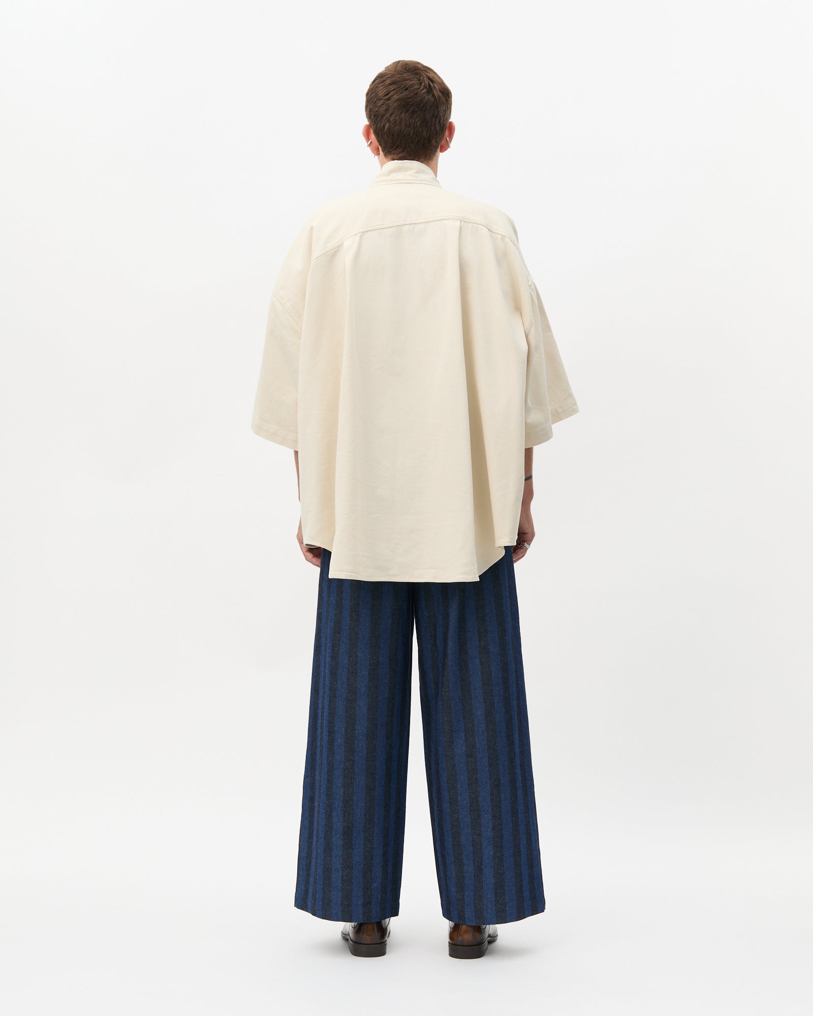 Ivory V-neck oversized shirt