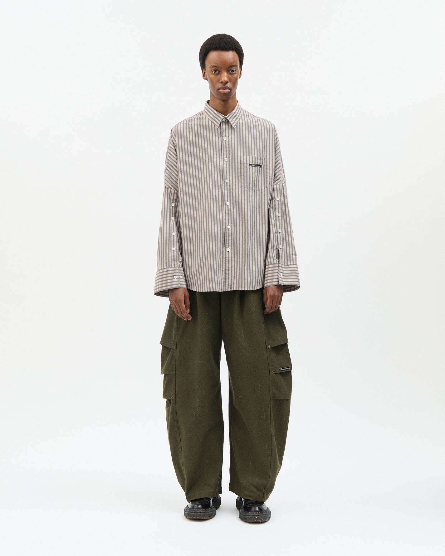 Dusty Stripe Three-Placket Shirt