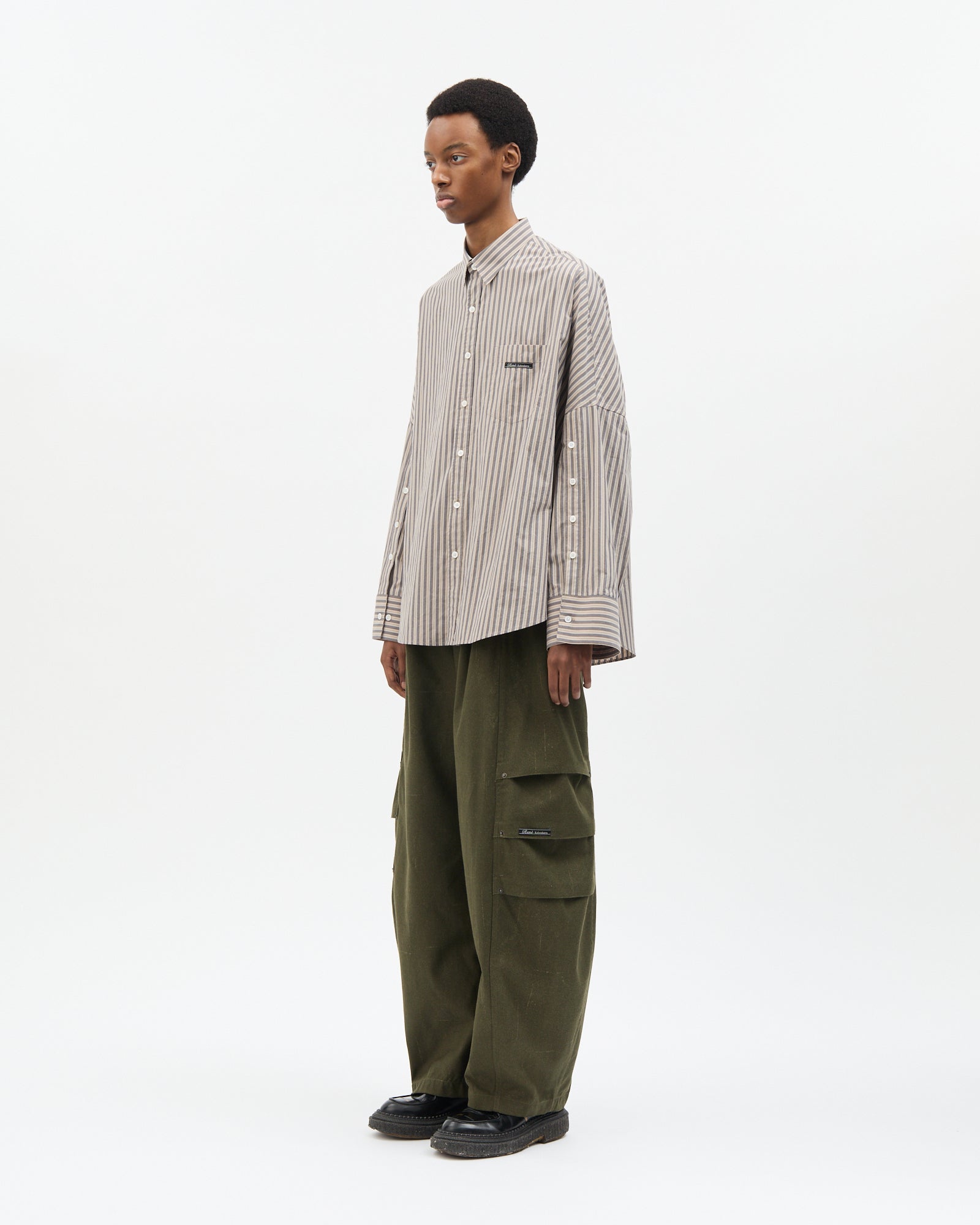 Dusty Stripe Three-Placket Shirt