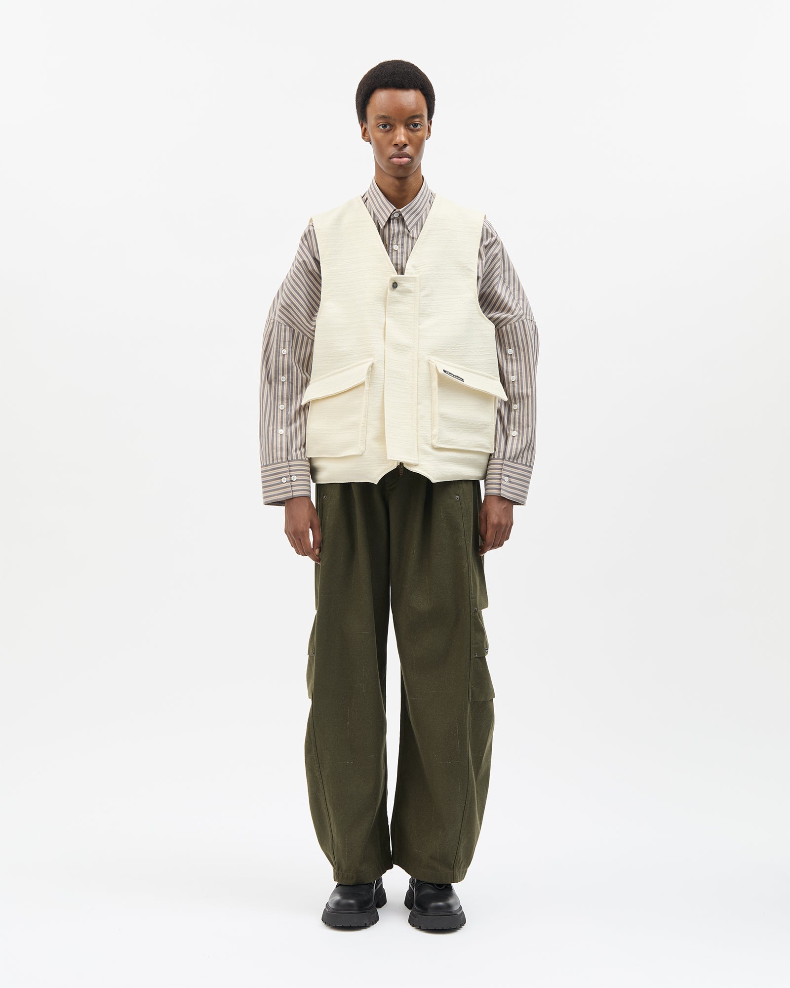 Ivory Jacquard Cocoon Vest