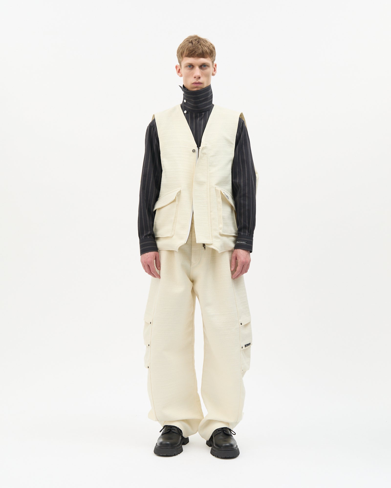 Ivory Jacquard Cocoon Vest