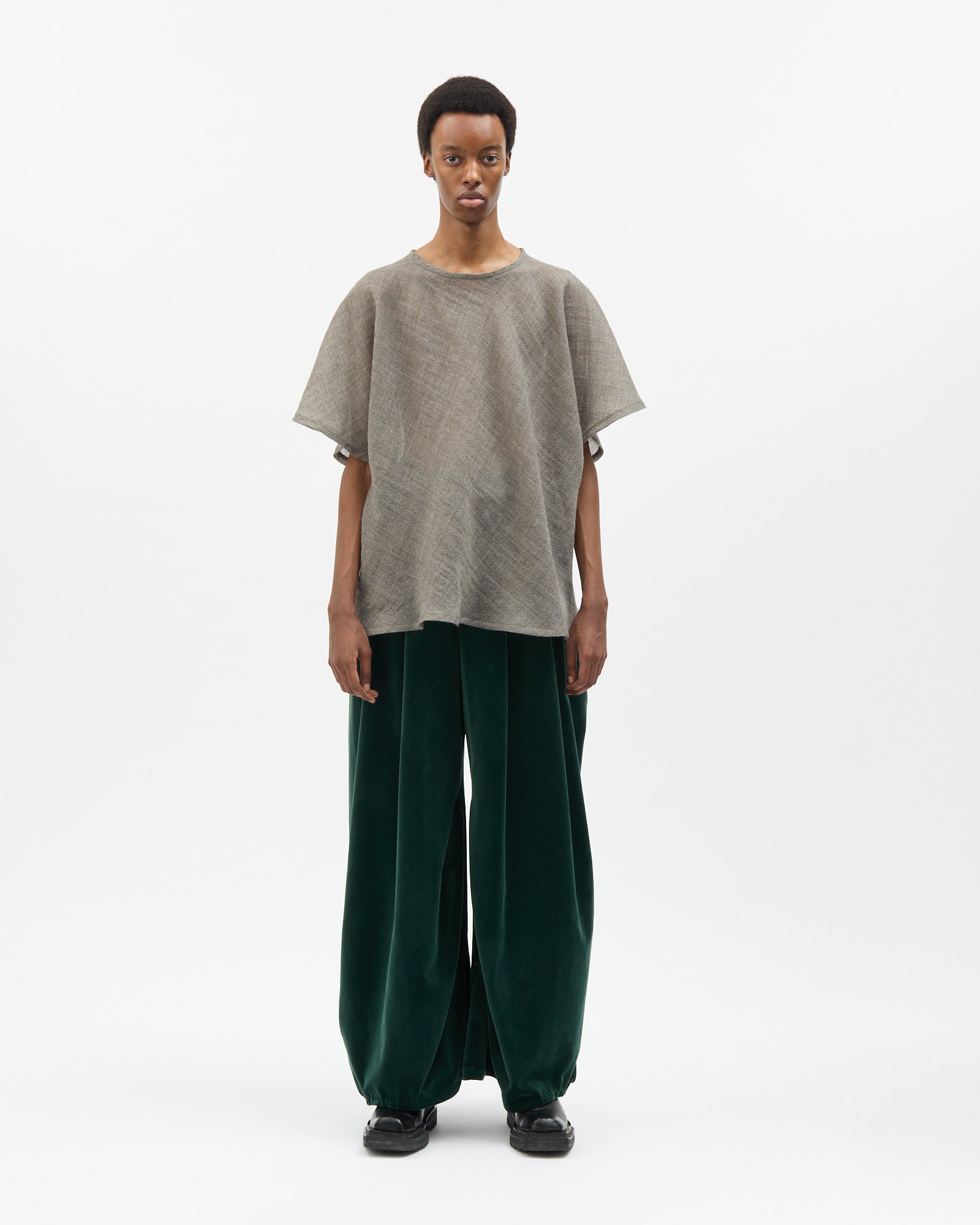 Grey Wool Bias-Cut Tee