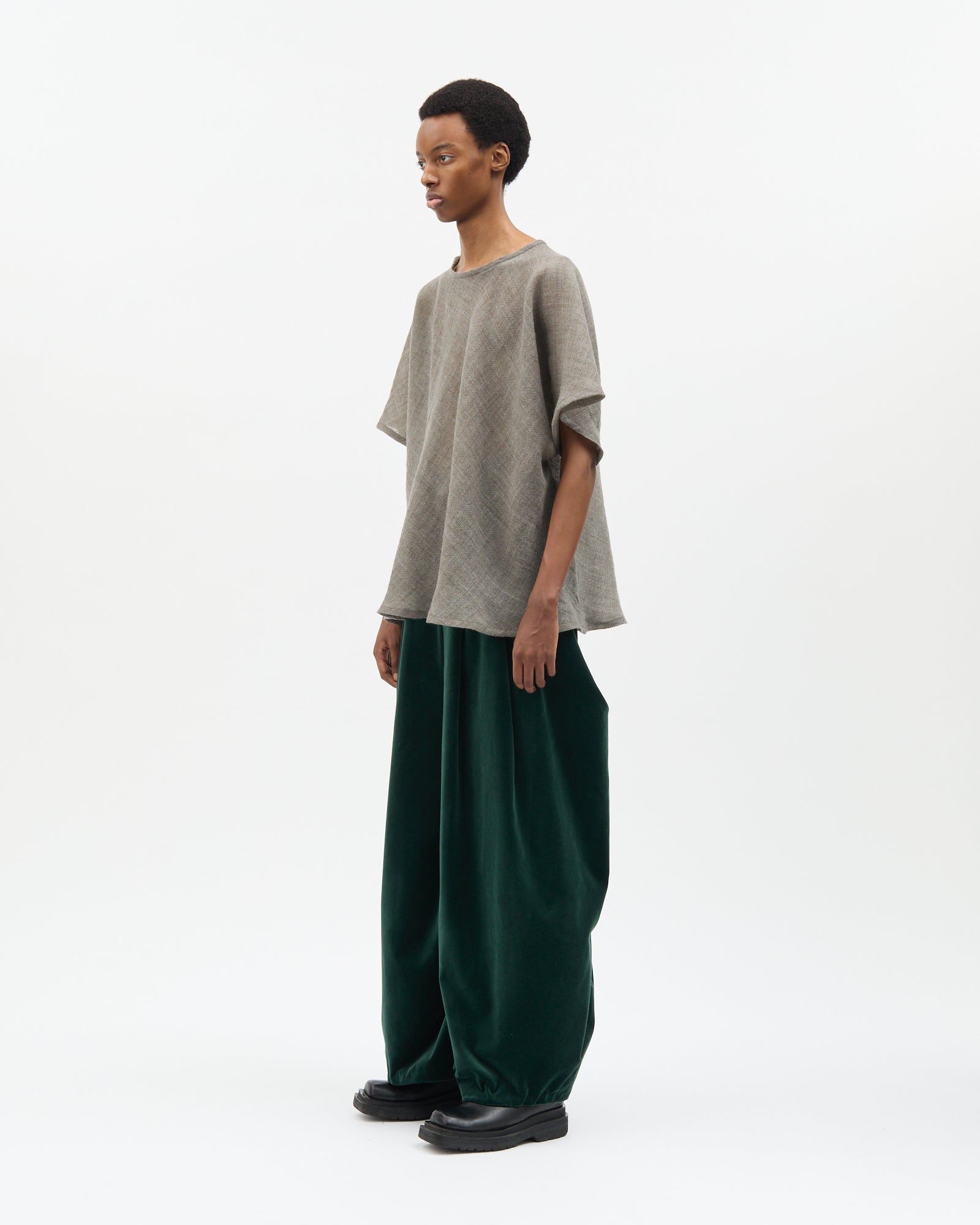 Grey Wool Bias-Cut Tee