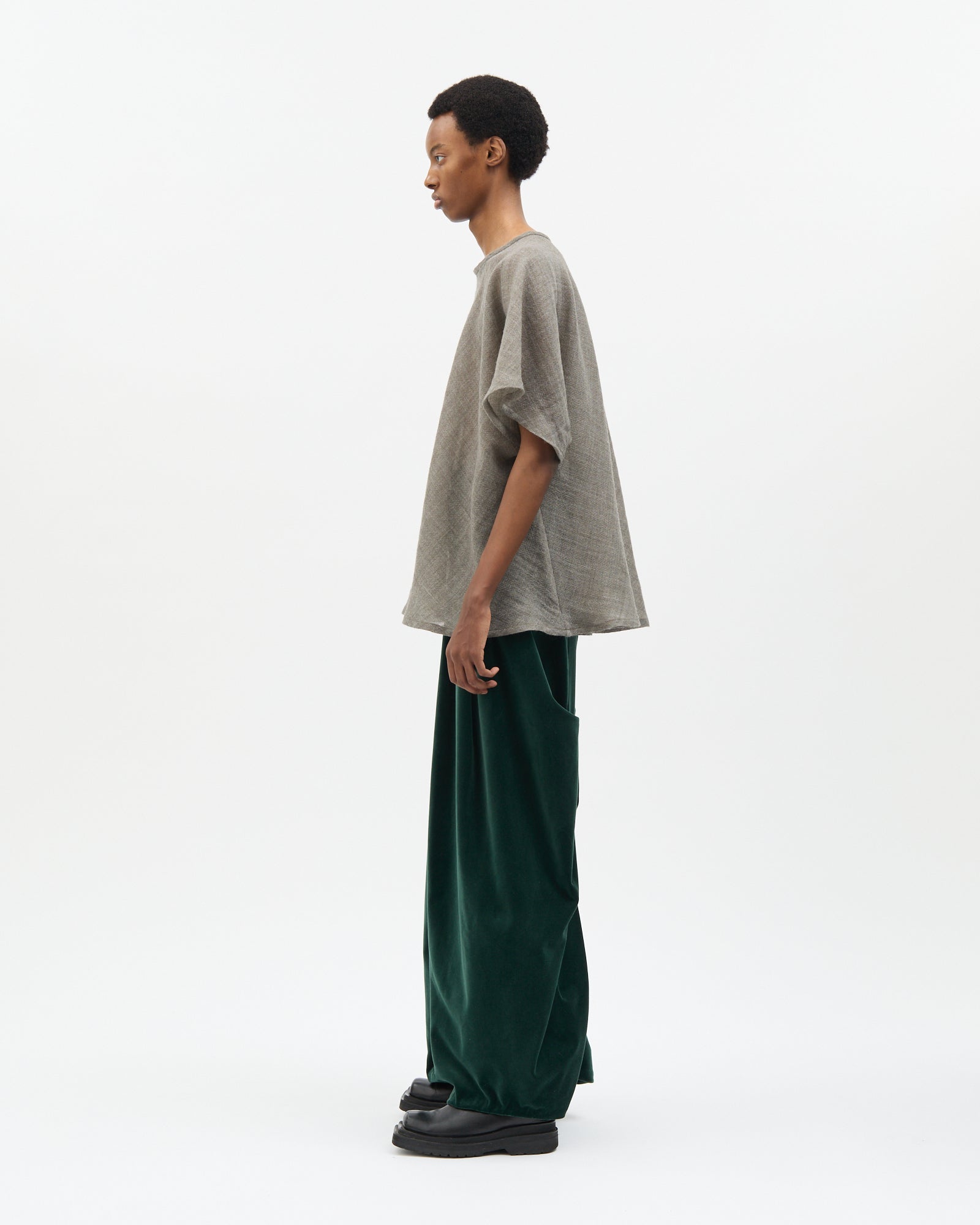 Grey Wool Bias-Cut Tee