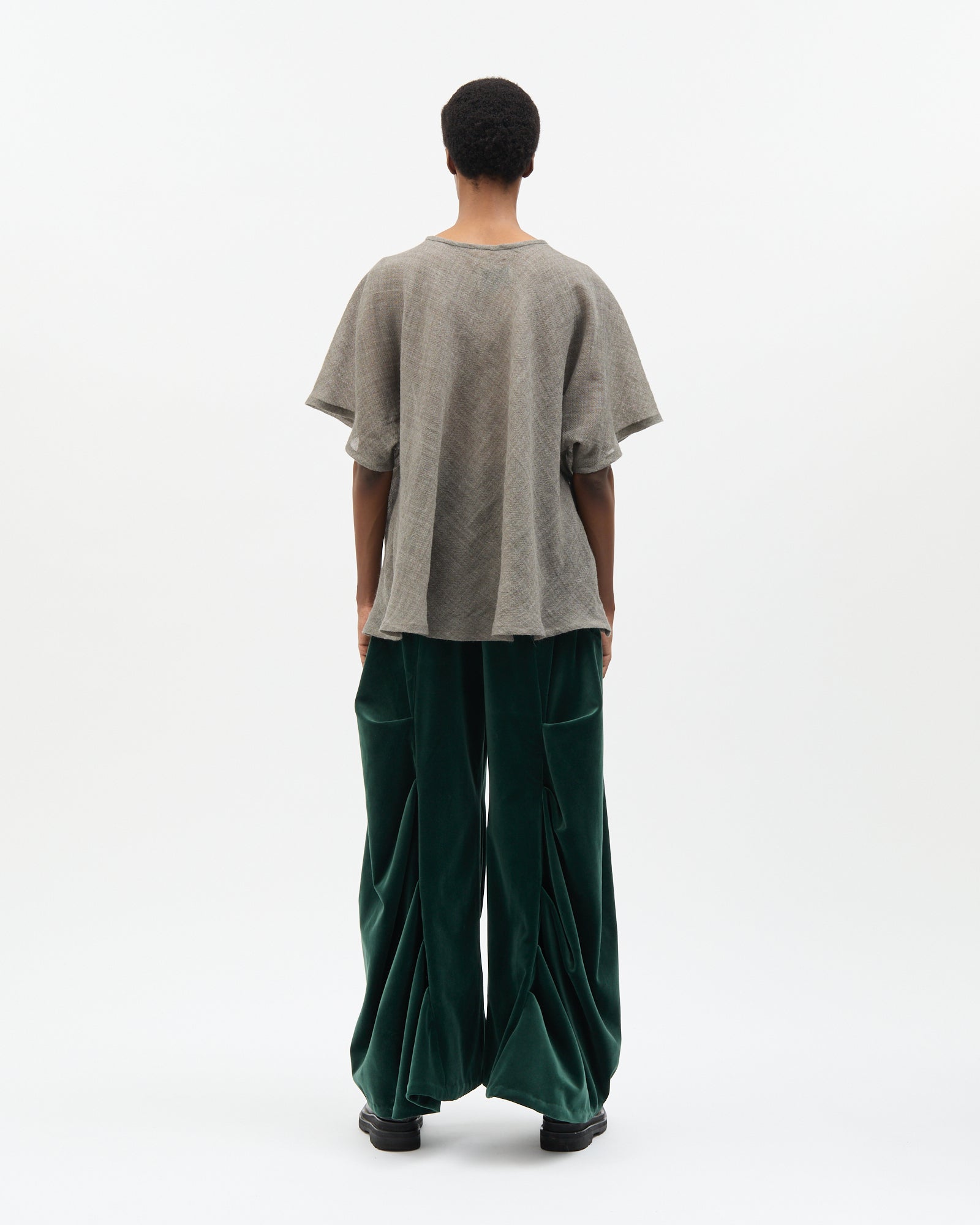 Grey Wool Bias-Cut Tee