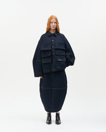Washed Denim Cargo Jacket