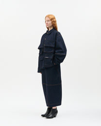 Washed Denim Cargo Jacket