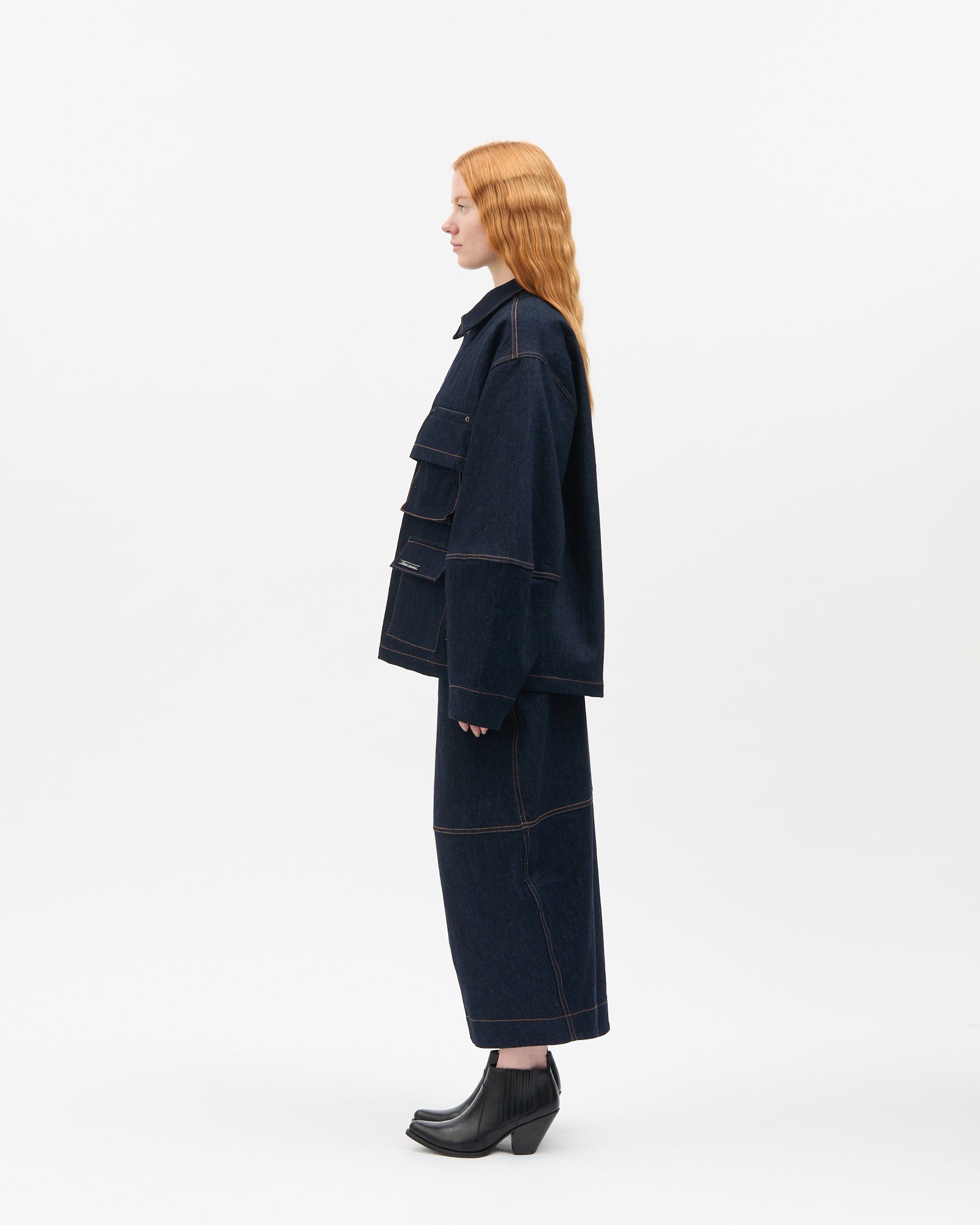 Washed Denim Cargo Jacket