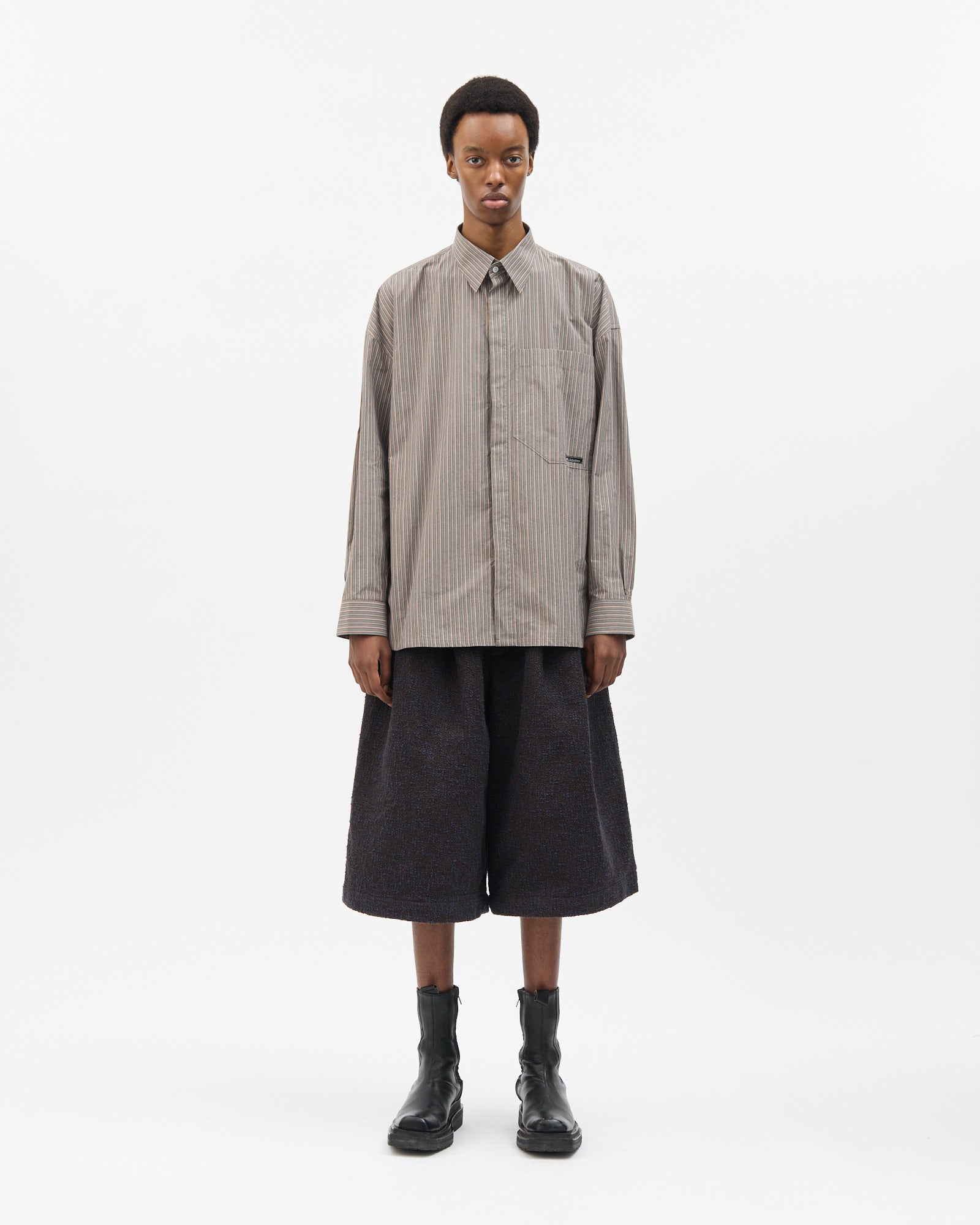Muddy Stripe Hidden Buttons Shirt