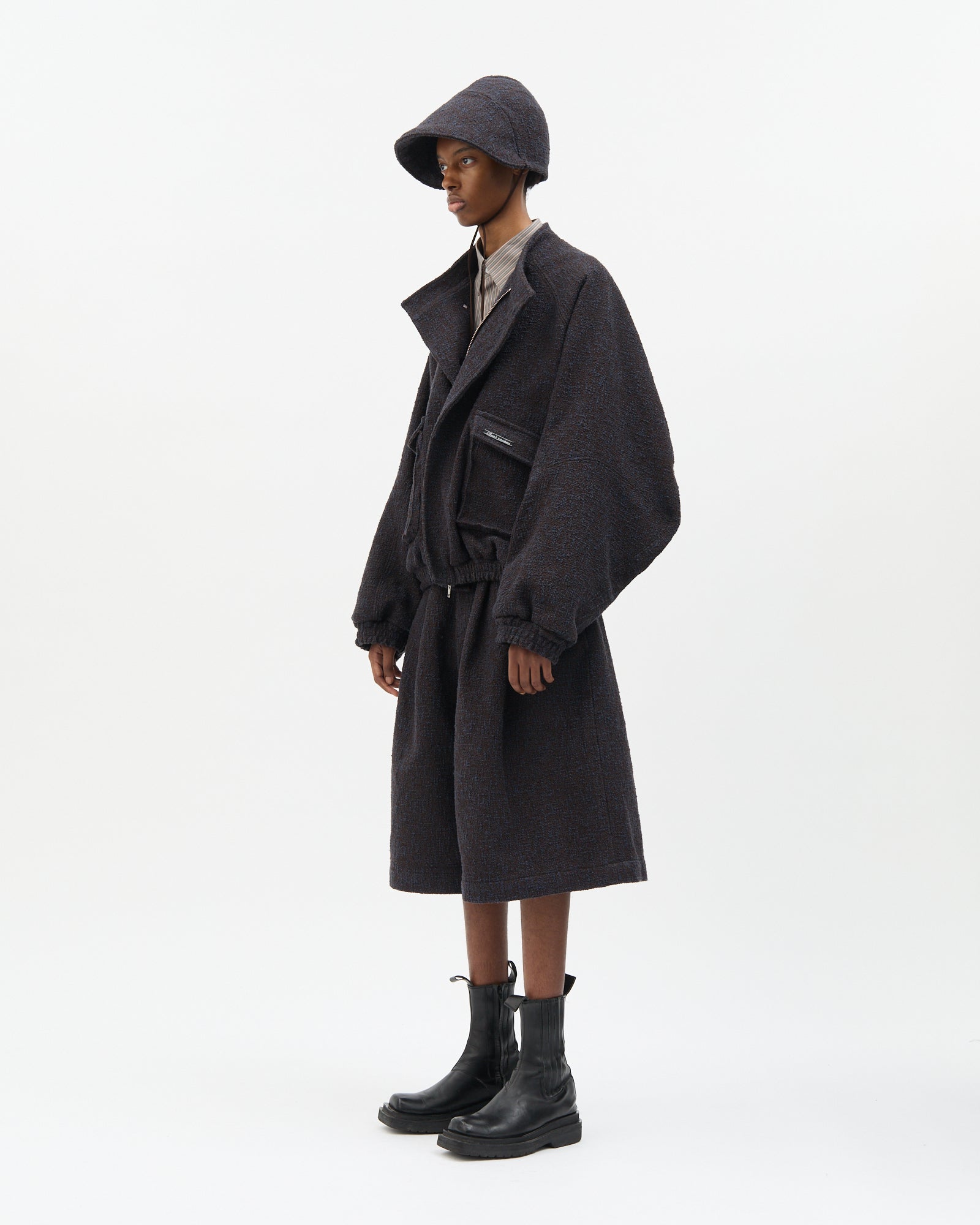 Brown Bouclé Bomber