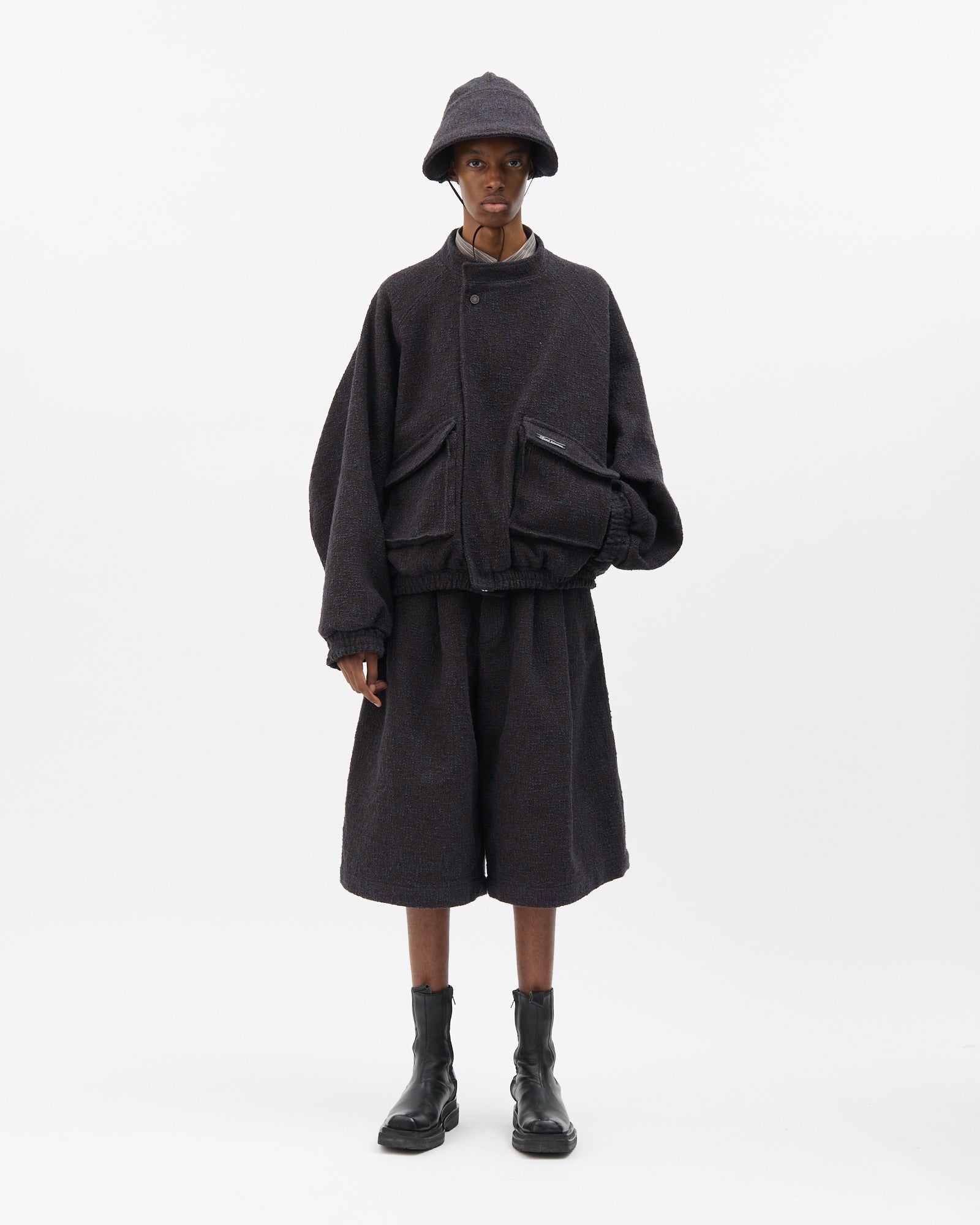 Brown Bouclé Bomber