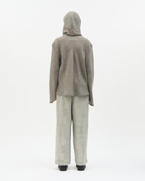 Grey Wool Bias-Cut Cowl Hoodie