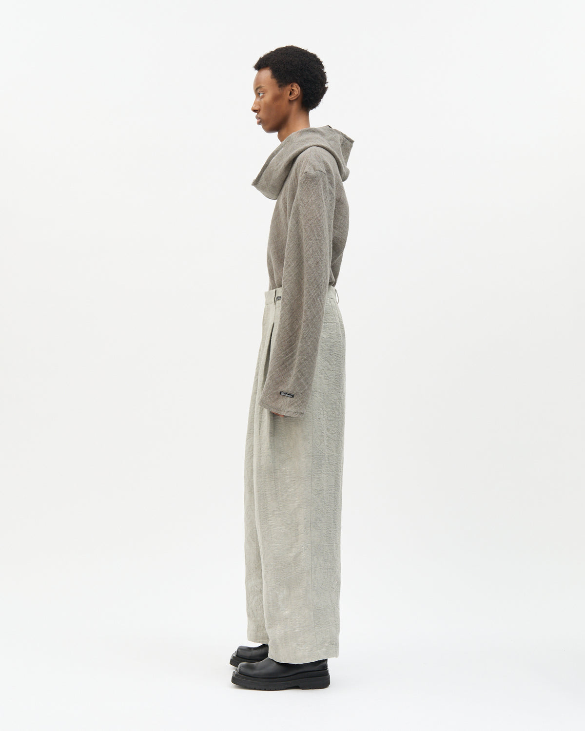 Ice Grey Jacquard Tailored Pants