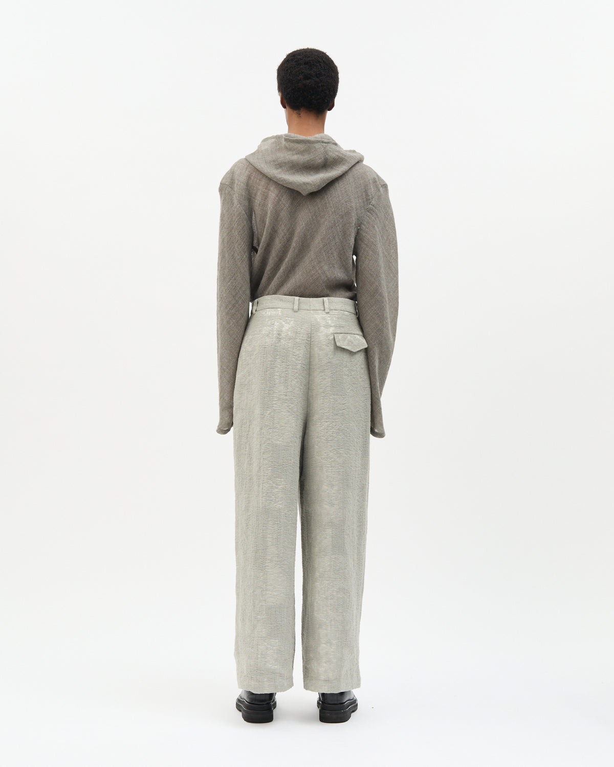 Ice Grey Jacquard Tailored Pants