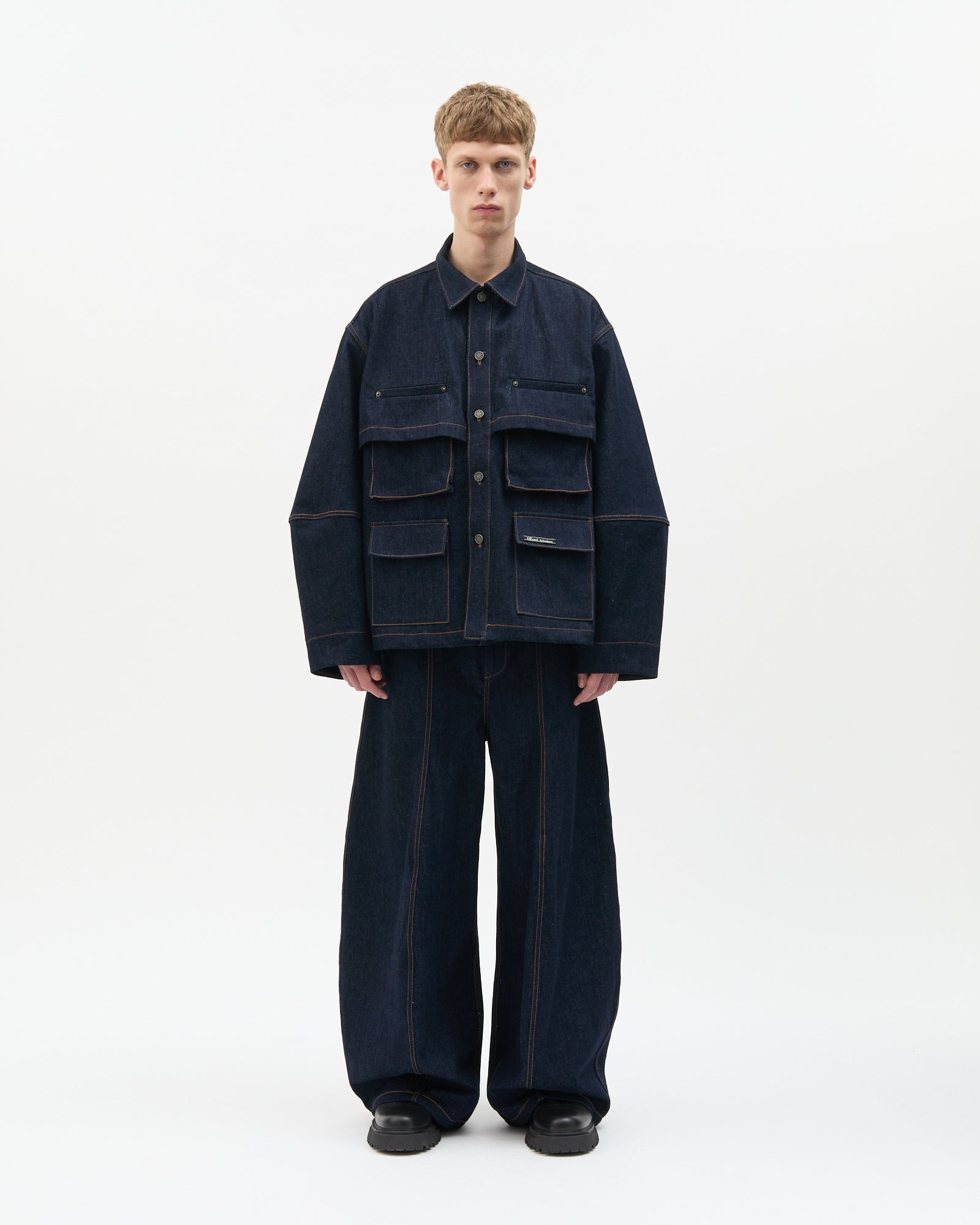 Washed Denim Cargo Jacket