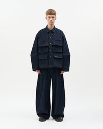 Washed Denim Cargo Jacket