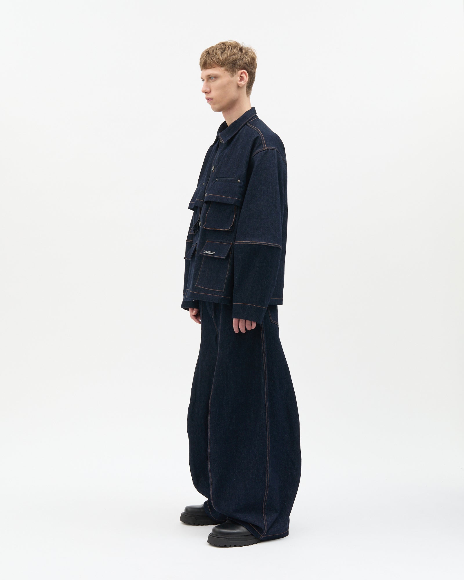 Washed Denim Cargo Jacket