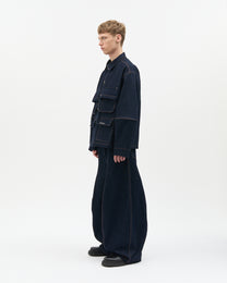 Washed Denim Cargo Jacket