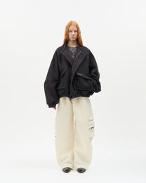 Brown Bouclé Bomber