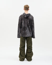 Fringe Jacquard Cowl Hoodie
