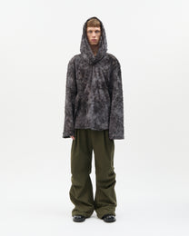 Fringe Jacquard Cowl Hoodie