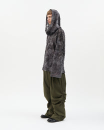 Fringe Jacquard Cowl Hoodie