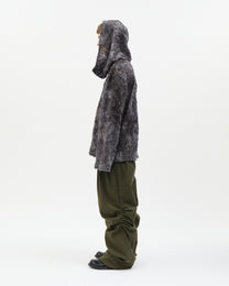 Fringe Jacquard Cowl Hoodie