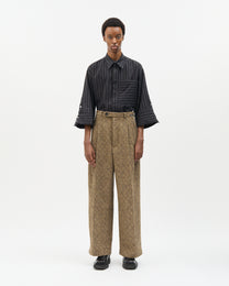 Khaki Diagonal Check Tailored Pants