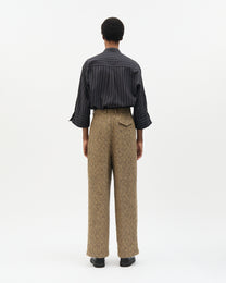 Khaki Diagonal Check Tailored Pants