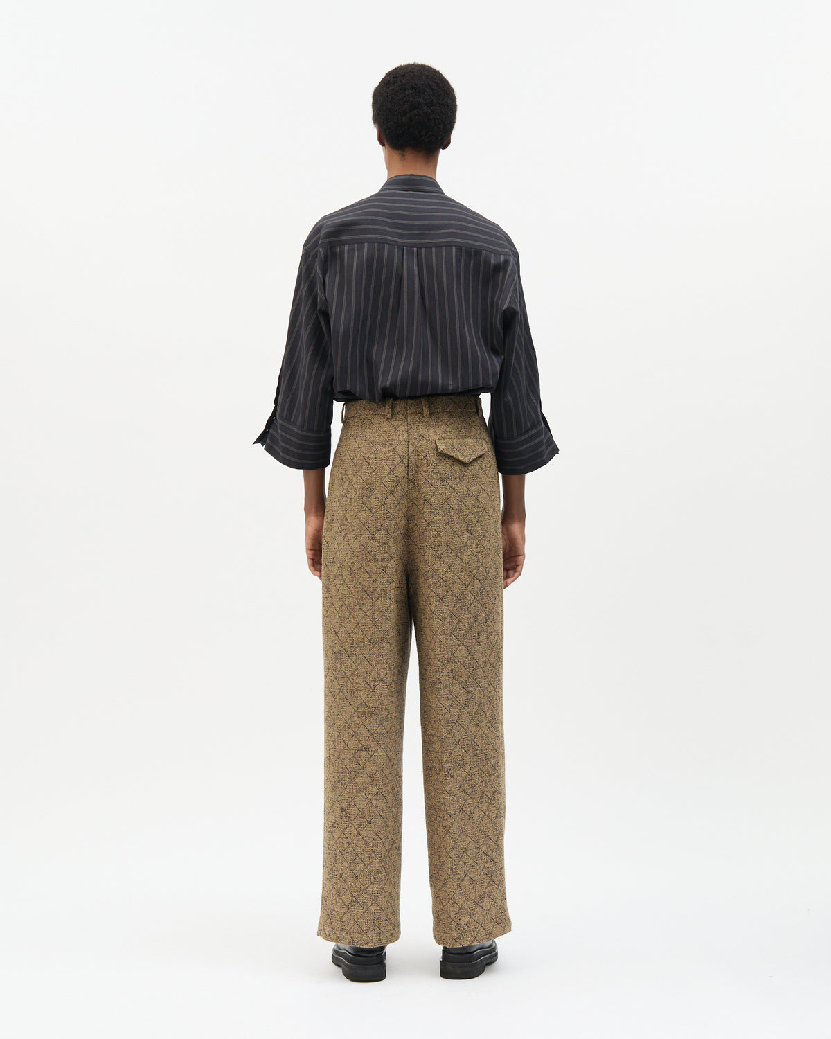 Khaki Diagonal Check Tailored Pants