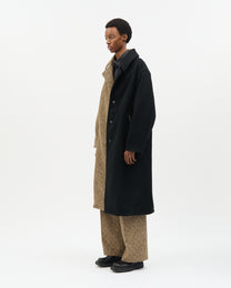 Khaki Diagonal Check Two-Tone Coat