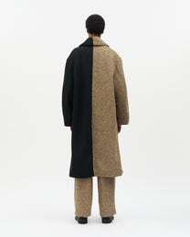 Khaki Diagonal Check Two-Tone Coat