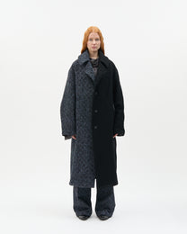 Blue Diagonal Check Two-Tone Coat