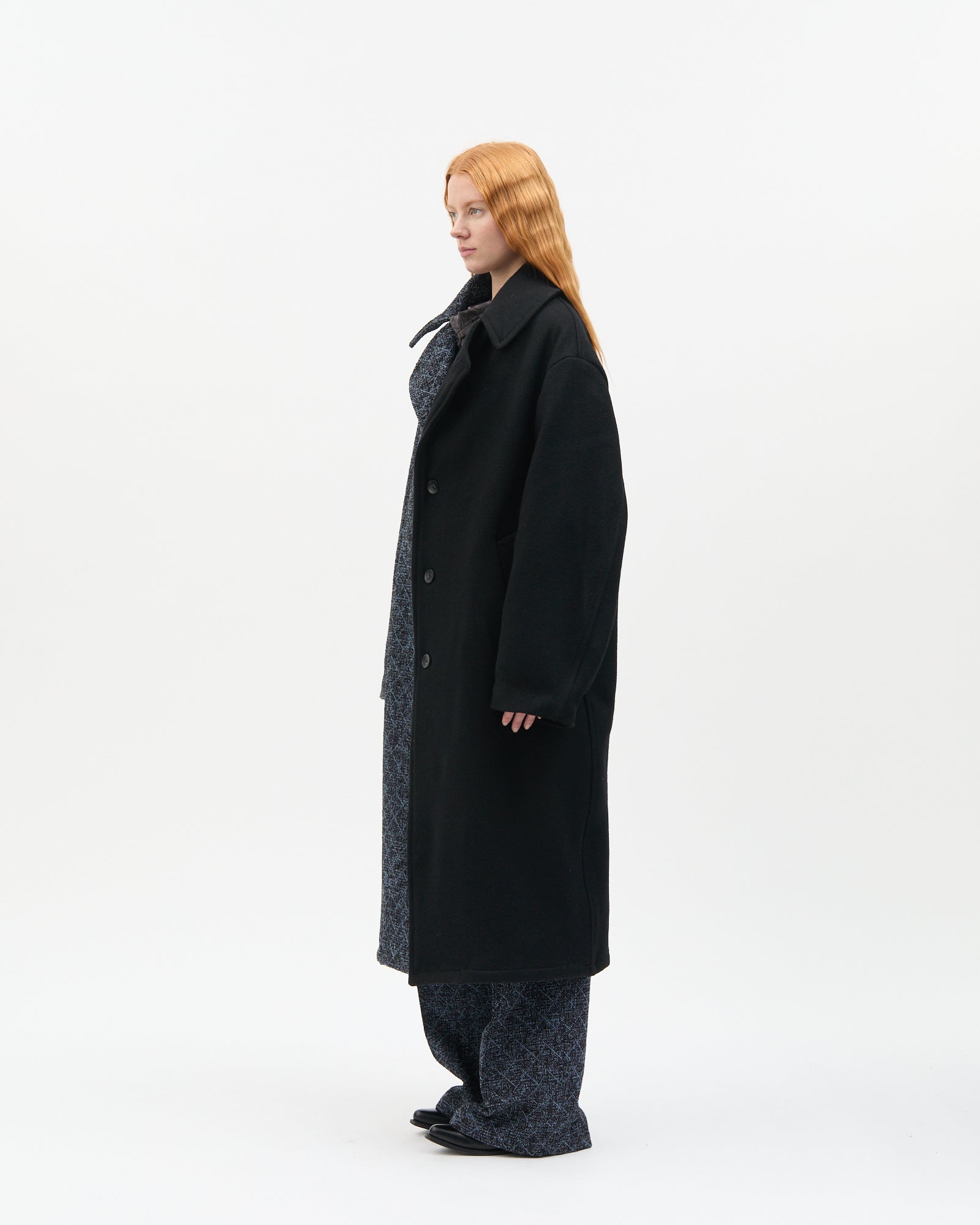 Blue Diagonal Check Two-Tone Coat
