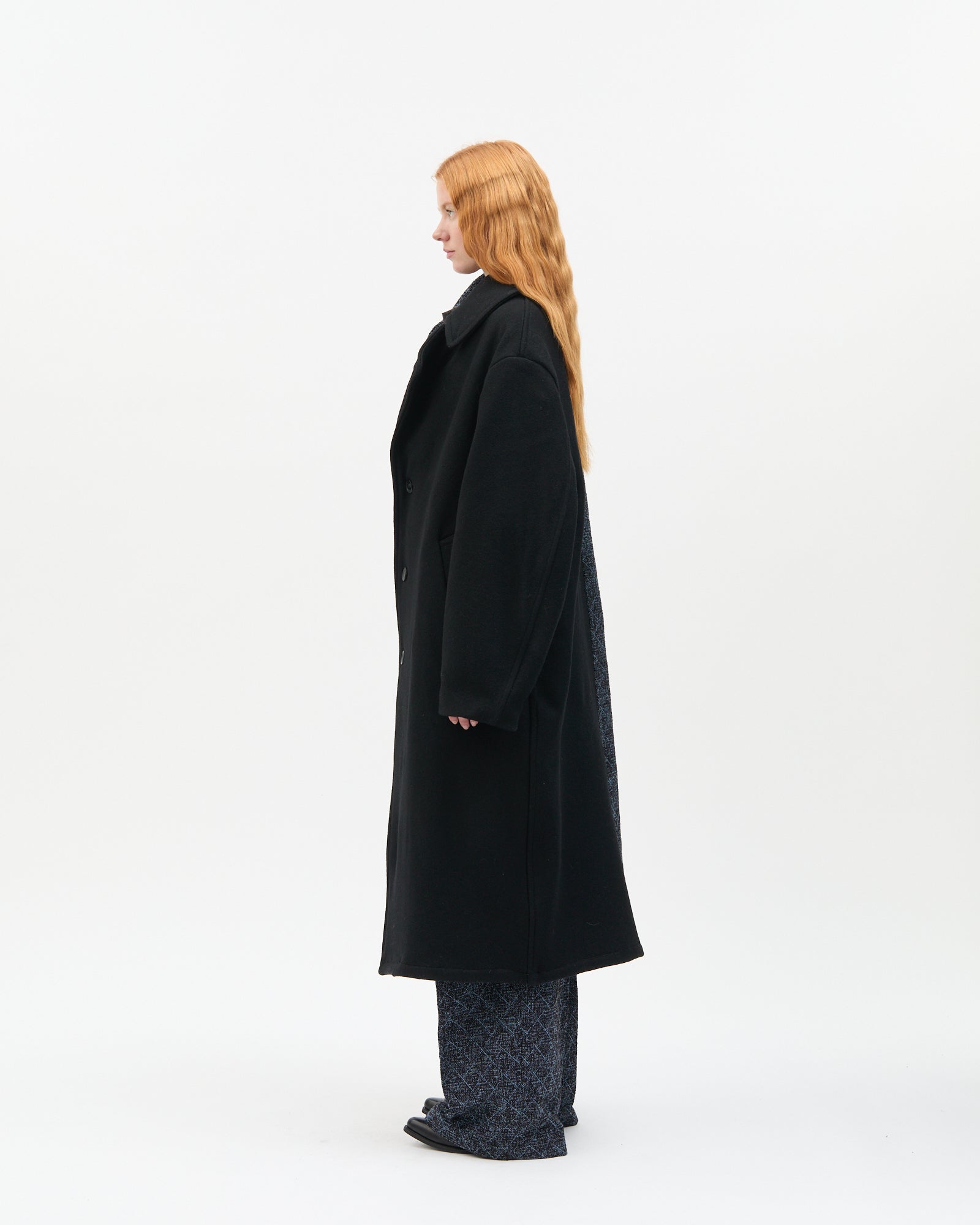 Blue Diagonal Check Two-Tone Coat